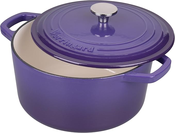 Enameled Cast Iron Dutch Oven Pot with Lid, for Bread Baking, Round Bread Oven- include Sourdough Bread Baking Supplies Set, 4.5QT, Purple
