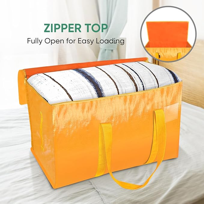 BALEINE 8-Pack Oversized Moving Bags with Reinforced Handles, Heavy-Duty Storage Tote for Clothes, Moving Supplies (Light Yellow, 8-Pack)
