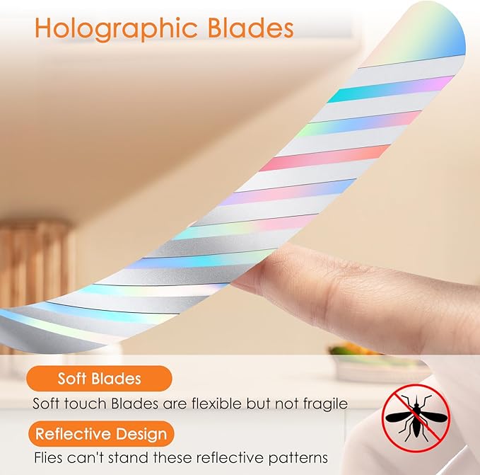 Fly Fans for Tables, Fly Fan for Indoor Outdoor Tables Battery Powered Fly Swatter Fan to Keep Flies Away with Holographic Blades for Home Party Outside Picnic, 6 Pack