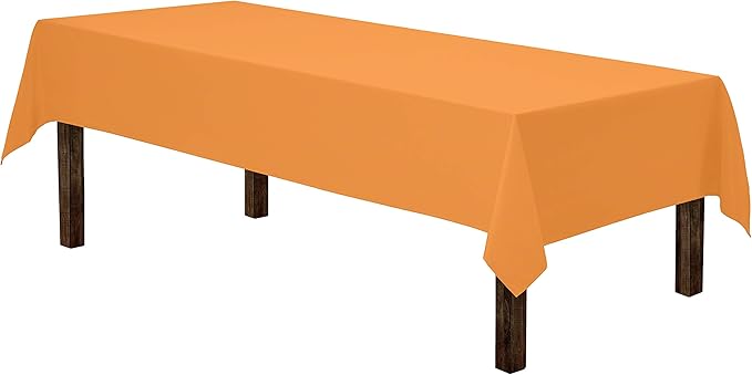 Gee Di Moda Rectangle Tablecloth - 60 x 126 Inch Orange Table Cloth for 8 Foot Rectangle Table - Heavy Duty Washable Fabric - for 8 Ft Buffet Table, Holiday Party, Dinner, Wedding & Baby Shower