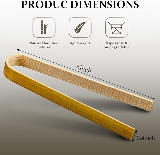 Patelai 90 Pieces Mini Bamboo Tongs Long Toast Tongs Disposable Wooden Cooking Bamboo Cooking Utensils for Toast Bread Pickles Tea Toaster Supplies (6 Inch)