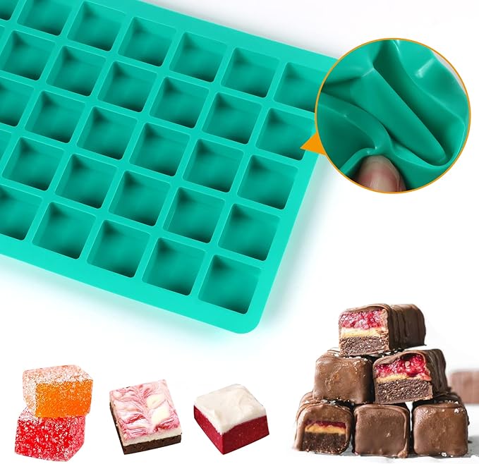 Sidosir 3Pcs Square Caramel Candy Mold Silicone, 40-Cavity Gummy Silicone Molds for Fat Bombs, Chocolate Truffles Mold for Hard Candy, Ice Cube