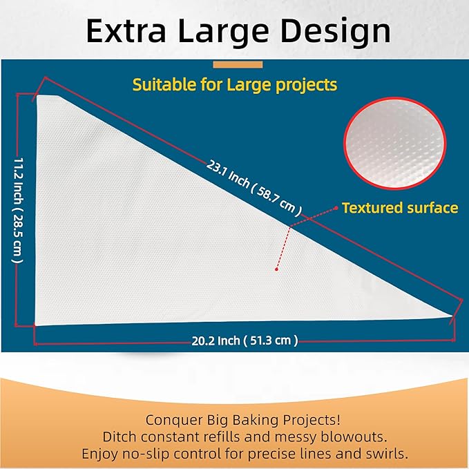 XXL 23 Inch Extra Large Piping Bags,100 Pack Disposable Pastry Bags,Thick Anti-Burst Icing Piping Pastry Bags For Frosting Decorating Cake Cupcake Cookie (XXL 23 Inch-100 Pack)