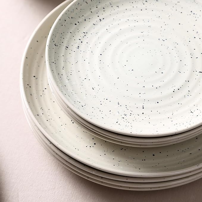 Stone Lain Dua 4-Piece Salad Plate Set Stoneware, White