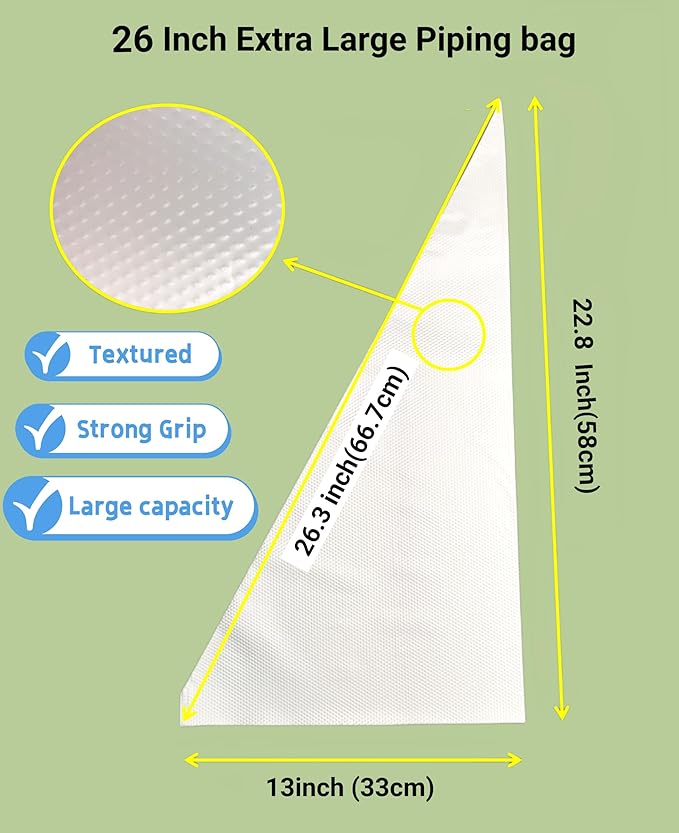 XXL 26 Inch Extra Large Piping Bags 100 Pack - Disposable Pastry Bags - Thick Anti-Burst Pastry Icing Frosting Piping Bags For Decorating Cupcakes Cakes Cookies (Extra 26 Inch-100 Pack)