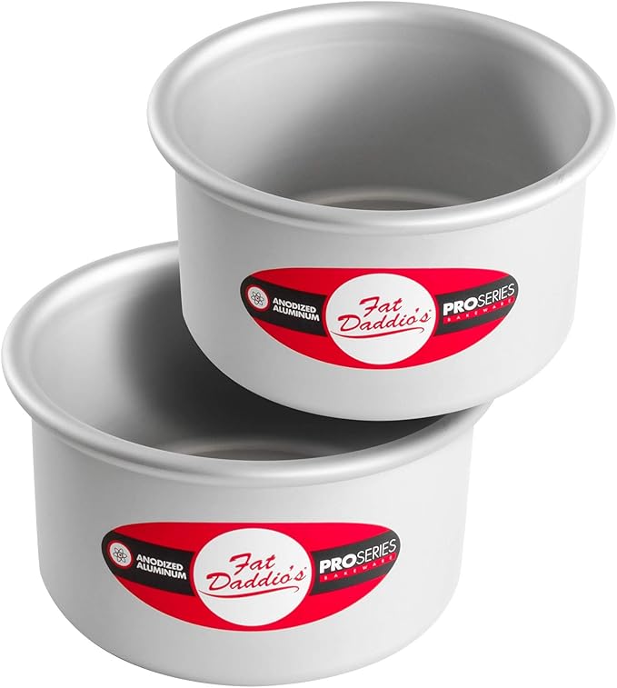 Fat Daddio's Anodized Aluminum Round Cake Pans, 2 Piece Set, 5 x 3 Inch