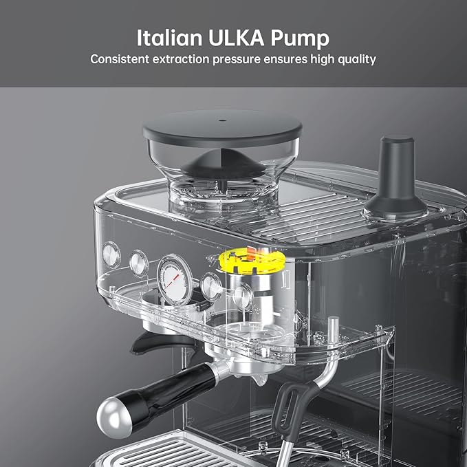 Espresso Machine with Milk Frother and Grinder, All in One Cappuccino Latte Espresso Maker for Home Barista, Built-In Bean Grinder, 85 oz Removable Water Tank, Coffee maker Machine