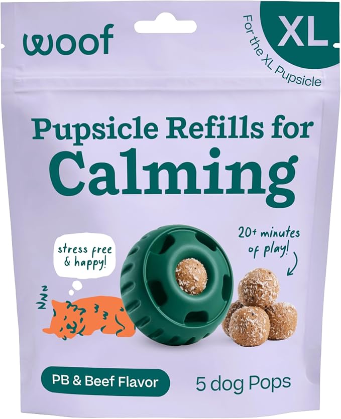 WOOF Pupsicle Refill Pops for Calming - Long-Lasting Refills for The Pupsicle Toy to Promote Calm - Calming Dog Treats - Magnesium for Dogs- XL Pops - 5 Count