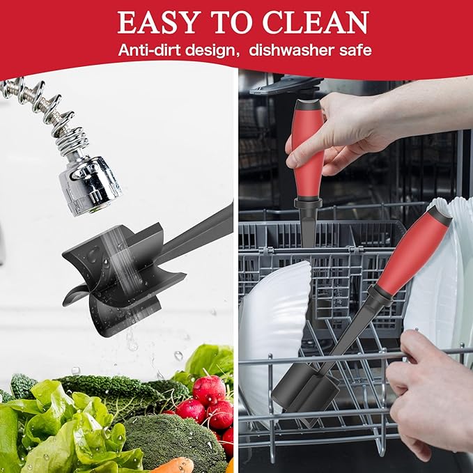 Meat Chopper, 5 Curve Blades Ground Beef Masher, Heat Resistant Meat Masher Tool for Hamburger Meat, Ground Beef, Turkey and More, Nylon Hamburger Chopper Utensil Non-scratch Utensils-red