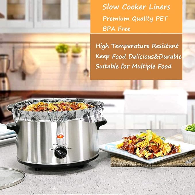 48 Bags Slow Cooker Liners, Disposable, Plastic, White, Self Seal, BPA Free, 21 inches x 13 inches, 3 quarts (48)