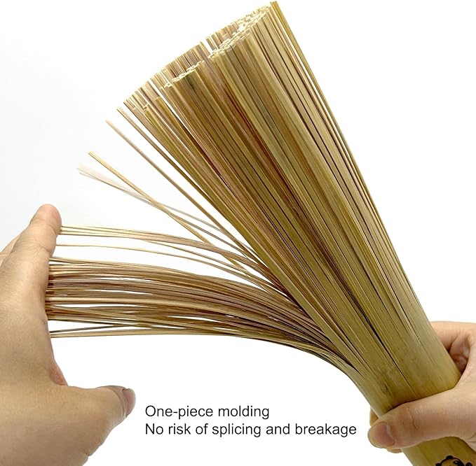 Bamboo Wok Brush 2 Pack – Handmade Natural Scrubbers for Carbon Steel & Cast Iron, 100% Bamboo, No Metal, Eco-Friendly Kitchen Cleaning Brushes for Woks, Pans, Dishes, Teapots(for All Pots)