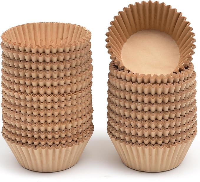 qiqee 600 Count Large Size Cupcake Liners Natural Muffin Liners Food Grade Jumbo Baking Cups Paper No Smells (Large Size)