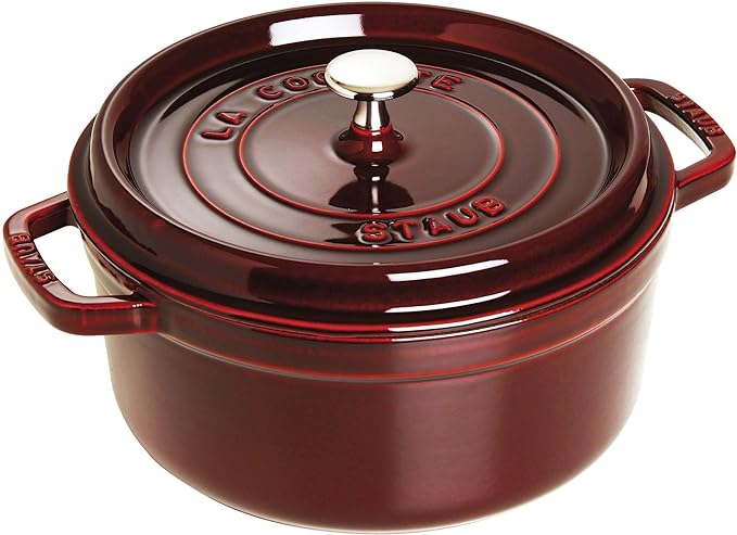 Staub Cast Iron Round Dutch Oven, Made in France, Grenadine, 4-qt, Serves 4-6 people