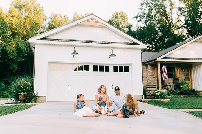 Steel Lighting Co. Gardena Barn Light | Outdoor Wall Mounted | 16" Dome | 11" Straight Arm | Farmhouse Light Made in America | Matte Black Exterior/Matte Black Interior