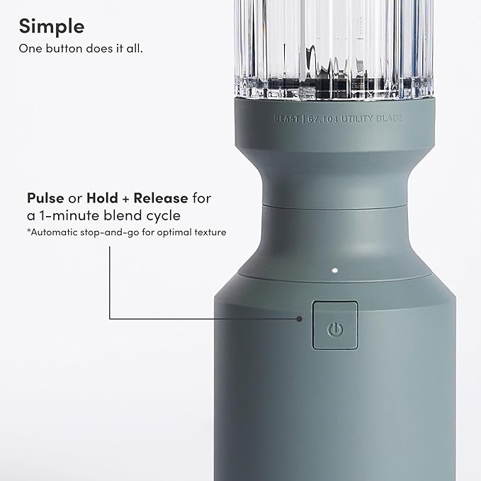 Beast Mighty 850 | Premium Compact Personal Blender | Smoothies, Shakes, Dressings, Sauces, Desserts, Dips | Blends Ice and Frozen Fruit | Includes Extra Lids and Straws | 850W (Mist)
