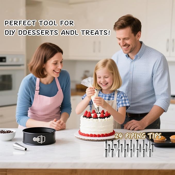 168pcs Cake Pan Sets for Baking + Cake Decorating Supplies: 3 Non-Stick Springform Pans Set (6, 8, 10 inches), Icing Tips – Multi-functional Leak-Proof CheeseCake Pan