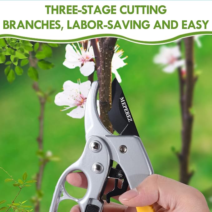 Ultra Sharp Germany Steel Pruning Shears - Cuts 3X Easier, Ergonomic Design - Weak Hand Arthritis Snips, Effortlessly 1-Inch Cut Capacity Heavy Duty Garden Scissors, Sharp Garden Clippers