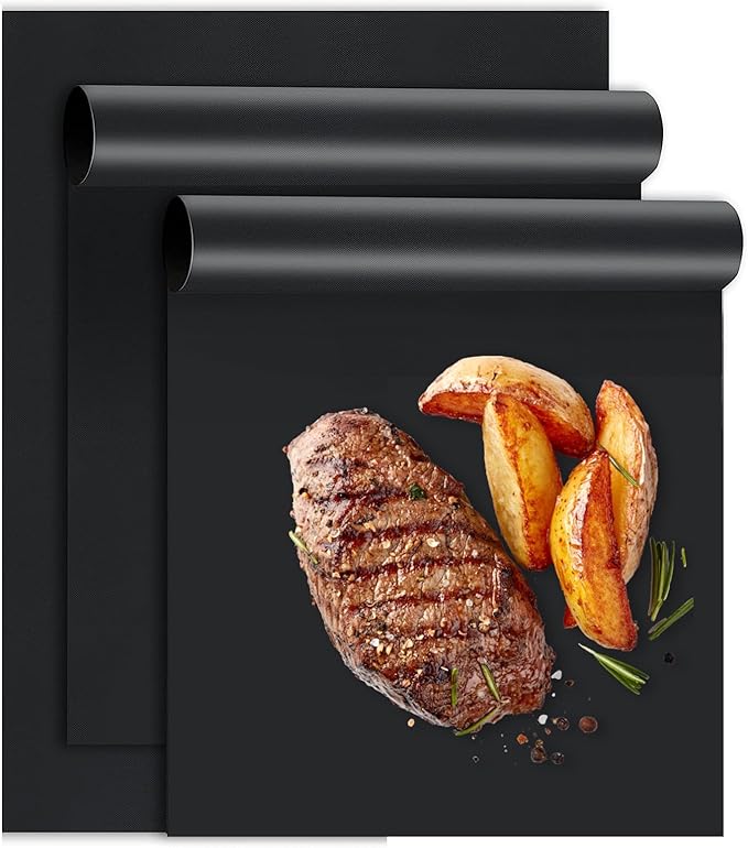 UBeesize 3 Pack Grill Mats for Outdoor Grill, Heavy Duty Grill Mats, Non Stick BBQ Grill Mats & Baking Mats, Resuable and Easy to Clean, Works on Gas Charcoal and Electric BBQ-15.75 x 13 Inch