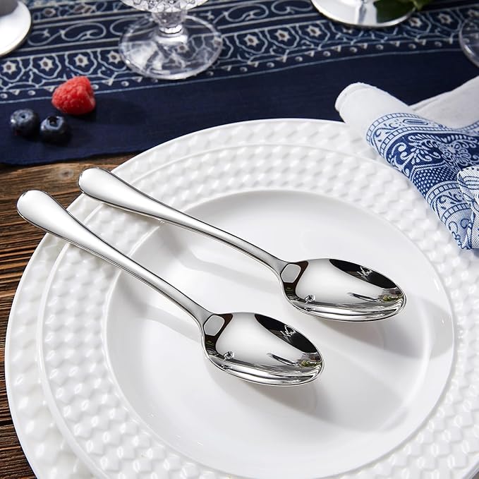 KEAWELL Premium Verona 4-Piece 6.5 inch Spoon Set – 18/10 Stainless Steel, Heavy-Duty Mirror-Finished Silverware for Daily Meals, Hosting and Special Occasions (4, Teaspoons)