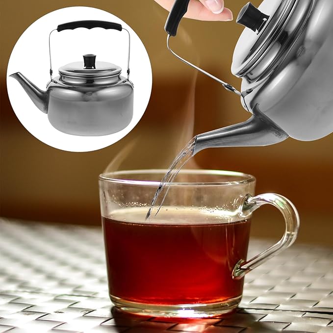 Stainless Steel Water Kettle 63OZ Outdoor Teapot with Anti-Scald Handle Portable Tea Kettle for Home and Camping Silver