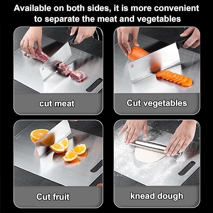 Katuchef Titanium Cutting Board,2026 New 100% Pure Titanium Cutting Boards for Kitchen,Non toxic Doubld-Side Durable Chopping Boards, Easy to Clean and Store(2PC-M+XL)