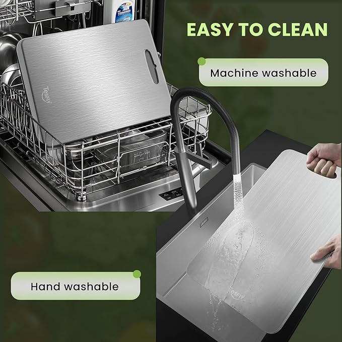 2 Pack Titanium Cutting Board-100% Pure Titanium Cutting Boards For Kitche,Easy to clean, Double-sided food-grade Cutting Board For Meats, Fruits And Vegetables (M & L)