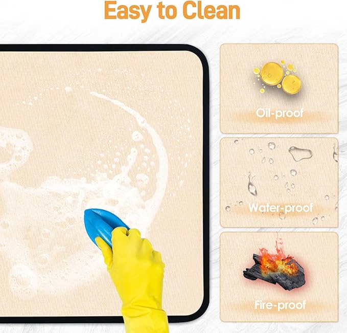 Heat Resistant Mats for Countertop - Fireproof 15x18 in Heat Resistant Mats for Air Fryer - Kitchen Countertop Protector for Air Fryer, Coffee Maker, Stand Mixer, Toaster, Oven 2PCS - Khaki