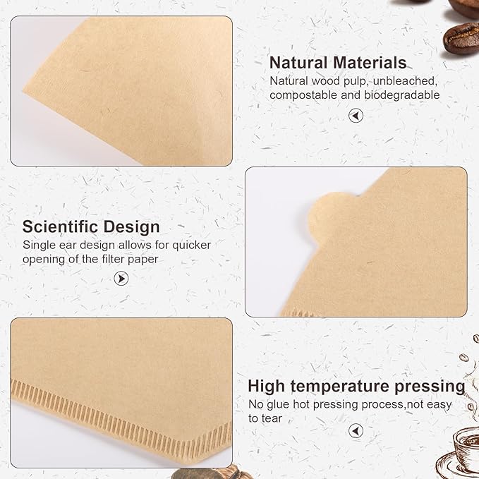 (Prudiut) 360 Count #4 Cone Coffee Filters 8-12 Cups, Disposable Natural Coffee Filters 4 Cone Paper Unbleached 4 Filters Paper Compatible with Ninja, Drip and Pour Over Coffee Maker