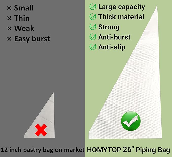 XXL 26 Inch Extra Large Piping Bags 100 Pack - Disposable Pastry Bags - Thick Anti-Burst Pastry Icing Frosting Piping Bags For Decorating Cupcakes Cakes Cookies (Extra 26 Inch-100 Pack)