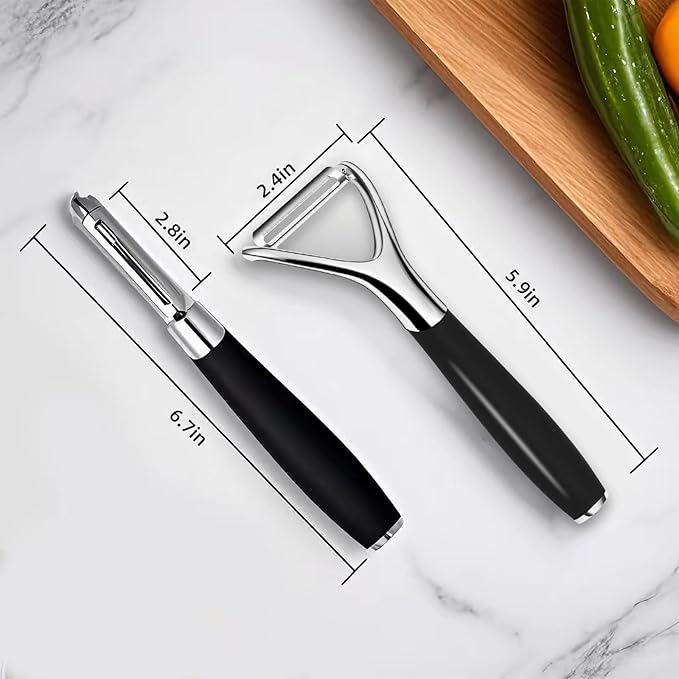 LIIGEMI Stainless Steel I Peeler with Sharp Blade, Non-slip Plastic Handle for Comfortable Peeling of Potatoes, Apples, Cucumbers, and More - Dishwasher Safe Vegetable Peeler