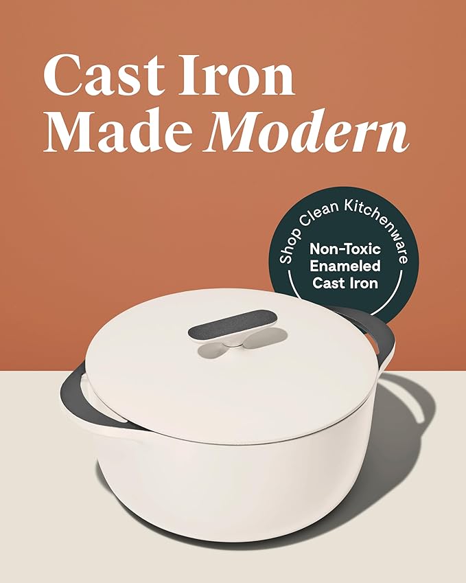Caraway Enameled Dutch Oven - 6.5 qt Cast Iron Dutch Oven With Lid - 3 Layer Enamel Coating - No Seasoning Required - Compatible With All Stovetops - Oven Safe - No Forever Chemicals - Light Mist