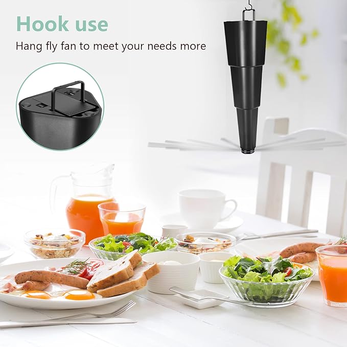 Fly Fans for Tables, Fly Repellent Fan for Indoor/Outdoor, Food Fans to Keep Flies Away for Party, BBQ, Home, Picnics, Travel, Portable and Easy Use 6 Pack (Black)