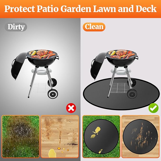 30" Round Fire Pit Mat for Solo Stove Bonfire/Under Grill Mat for Outdoor Grill Fireproof Waterproof Oil-Proof, 4 Layers Fireplace Mat BBQ Mat Portable Solo Stove Mat for Deck Patio Grass Smoker