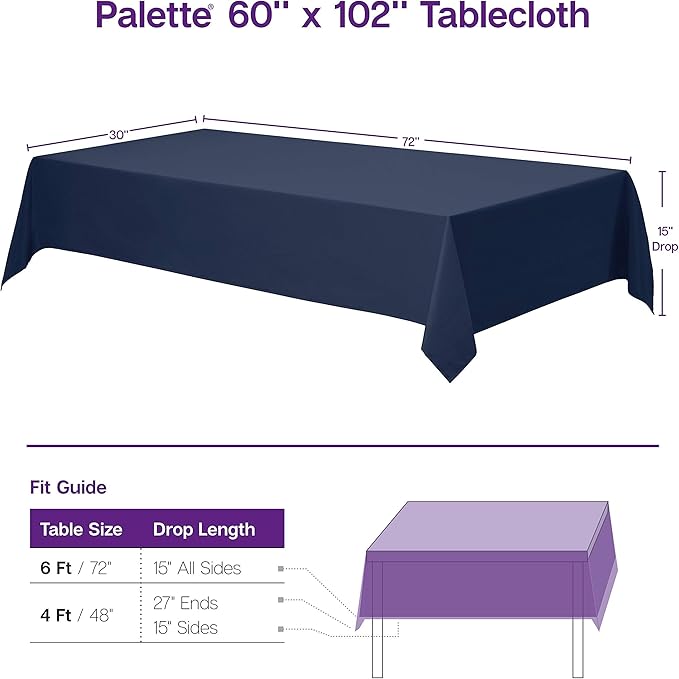 Gee Di Moda Rectangle Tablecloth - 60 x 102 Inch Charcoal Table Cloth for 6 Foot Rectangle Table - Heavy Duty Washable Fabric - for 6 Ft Buffet Table, Holiday Party, Dinner, Wedding & Baby Shower