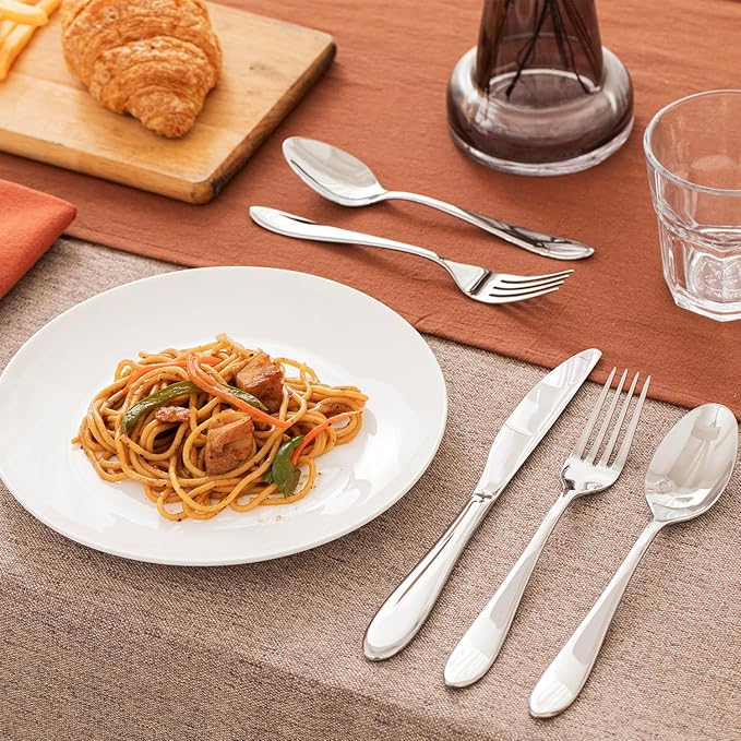 KINGSTONE 30-Piece Silverware Set for 6,18/10 Premium Stainless Steel Flatware Set, for Home, Restaurant, Wedding and Party Use,Mirror-Polished Cutlery Set, Dishwasher Safe.