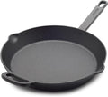 GreenPan x Bobby Flay 12” Cast Iron Pre-Seasoned Skillet with Helper Handle, Professional Grade Heavy Duty, Induction, Pour Spouts, Versatile Stovetop, Oven, BBQ Grill Fire, Indoor/Outdoor Use, Black