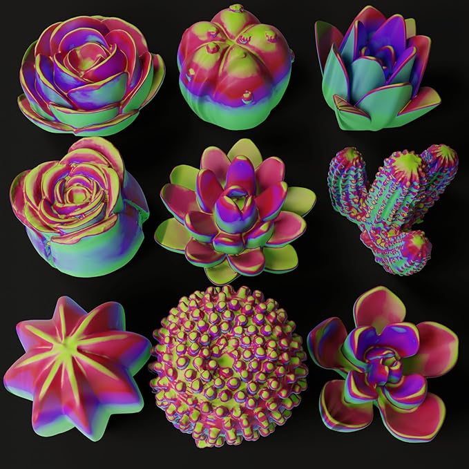 9 Pack Flower Succulent Candle Mold Resin Casting Silicone Molds for Home Decor & Candle Making Wave Spiral Mold