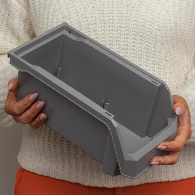 Plastic Containers for Organizing and Storage Bins for Closet, Kitchen, Office, Garage or Pantry Organization, Stackable Bins, Medium (11" x 5" x 5.5"), 8-Pack, White