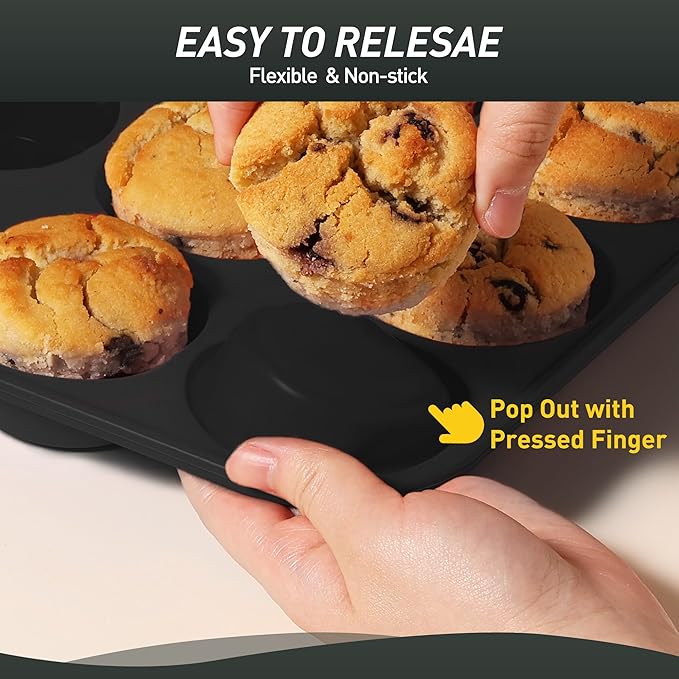 2 Pack 12 Cups Silicone Muffin Pan with Metal Reinforced Frame Regular Size Silicone Molds Cupcake Cake Baking Pans Cookie Baking Chocoflan Cupcake Mold Baking Homemade Muffins Cupcakes Egg Bites