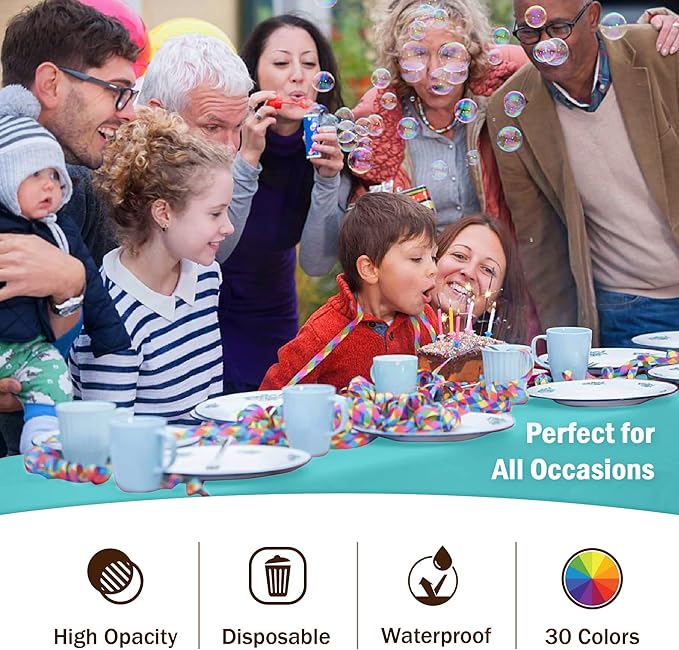 Exquisite 66% Thicker Premium Plastic Table Cloth Rectangle Table Cover 0.5 Mil 6 Pack Aqua Table Cloth 54 Inch x 108 Inch Disposable Tablecloth Won't Tear Easily Like Cheap Thin Brands