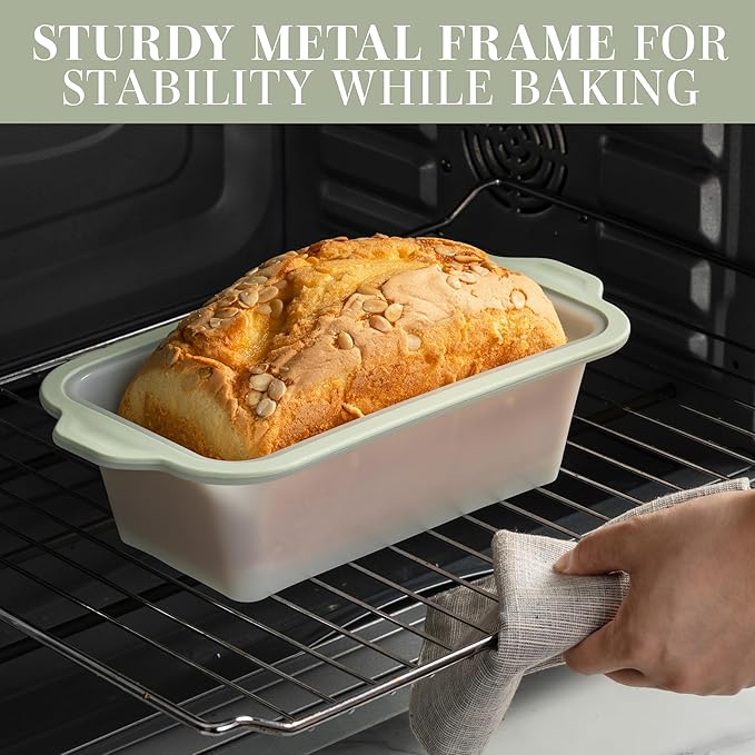 COOK WITH COLOR 17 Pc. Silicone Baking Pan Set - Non-Stick & Easy Clean Silicone Muffin Pans for Baking with Sturdy Metal Frame for Stability, Flexible Cake Molds, Includes Measuring Cups and Spoons