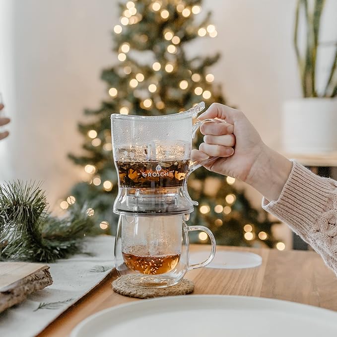 GROSCHE Aberdeen Tea Infuser Teapot & Smart Tea Maker - BPA-Free, Drip-Free Design | Coaster | Easy Brew | Easy Clean Steeper (17.7 oz - 525 ml)