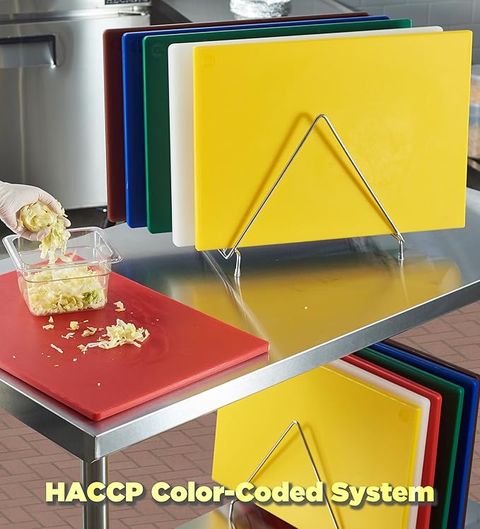 CURTA 4-Piece NSF 20" x 14" x 1/2" Multi-Colored Flexible Cutting Board Kit with Stainless steel Storage Rack, Color Coded Plastic Chopping Board with Anti Slip Surface Dishwasher Safe