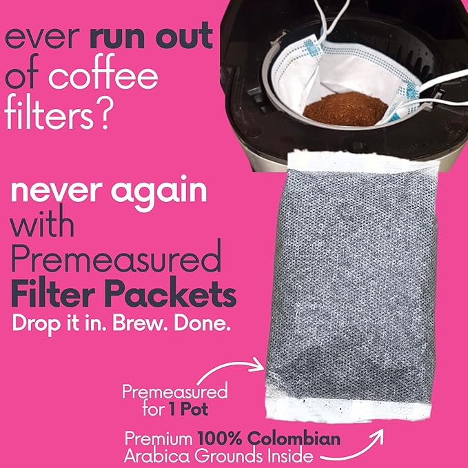 Ground Flavored Coffee In Filter Packs | Sweet Cream Jamaican Me Crazy | Medium Roast Low Acid Mold Free Pouches | Highest Rated Gourmet Bulk Individual Premeasured Packets for 10-12 Cup Drip Maker