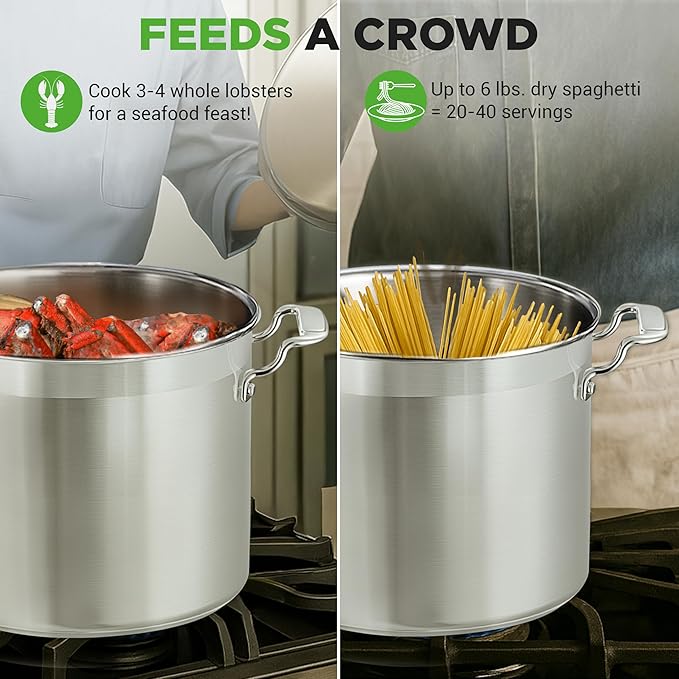NutriChef 20 Quart Heavy-Duty Stockpot with Stainless Lid - Large Pot for Induction, Gas & Electric Cooktops, Perfect for Soups & Stews