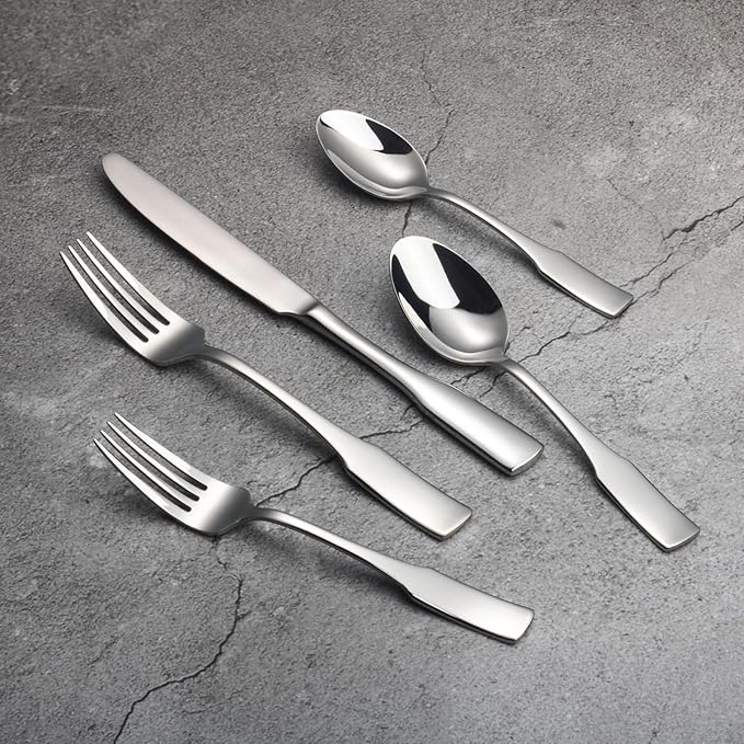 Alata Kate 20-Piece Silverware Set Stainless Steel Flatware Set,Service for 4,Mirror Polished Cutlery Set,Dishwasher Safe