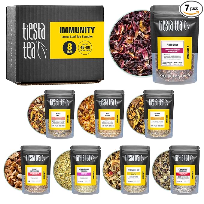 Tiesta Tea - Herbal & Rooibos Tea Sampler Dry Flight Set, Loose Leaf, No Caffeine Blend, Makes Hot & Iced, Assorted Herbal, Rooibos, Fruit Blends & More, 8 Resealable Sample Pouches