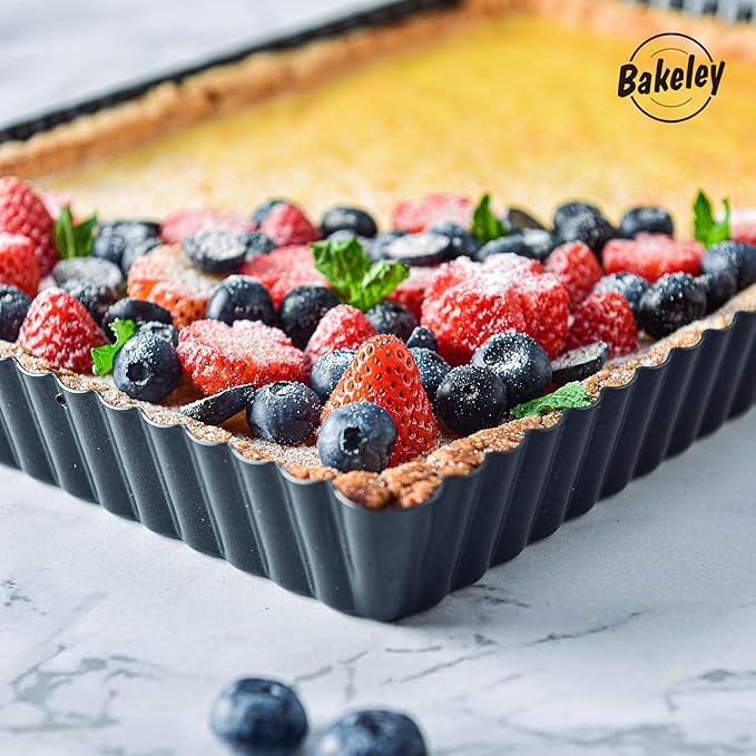 Rectangle Tart Pan, 13-Inch with Removable Loose Bottom Non-Stick Oblong Quiche Bakeware for Oven Baking (Black)