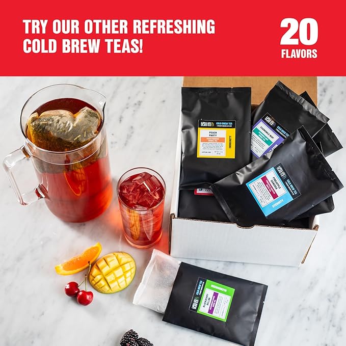 Tiesta Tea - Strawberry Lemonade Cold Brew Tea, Loose Leaf, Strawberry Lemon Herbal Blend, Premium Iced Blends, Non-Caffeinated Iced Drink, 10 Cold Brew Bags, Makes 64oz Pitcher Each
