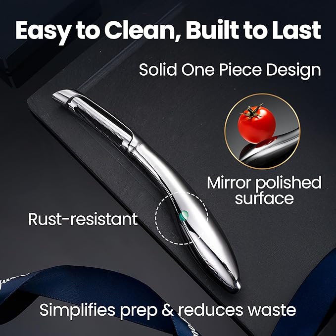 Vegetable Peeler, Premium Stainless Steel Potato Peeler, High Tensile Ultra Sharp Blade Fruit and Food Slicer, I Shaped with Ergonomic Non-Slip Handle, Dishwasher Safe with 5 Years Warranty